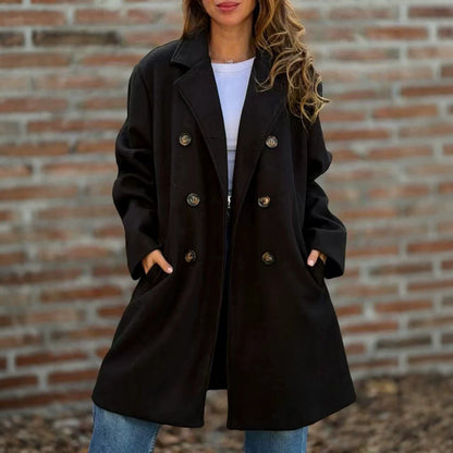 Notch-lapel Double-breasted Wool Coat