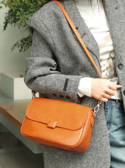 Real Leather Women's Bag Cross-border New Single Shoulder Crossbody Bag, Top Layer Cowhide, College Style Mailman Bag, Commuting Cambridge Bag