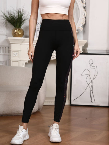 New European And American High-Waisted Pants Cross-Border Sports Outdoor Women's Yoga Wear Starry Sky Print Leggings With Pockets