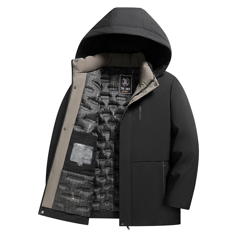 Mens Winter Thickened Hooded Cotton-Padded Coat