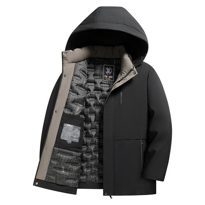 Mens Winter Thickened Hooded Cotton-Padded Coat