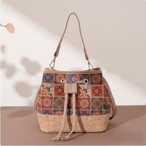 Vintage Printed Large-Capacity Women's Tote Bag With Wood-Grain Exterior And Wood-Grain Interior