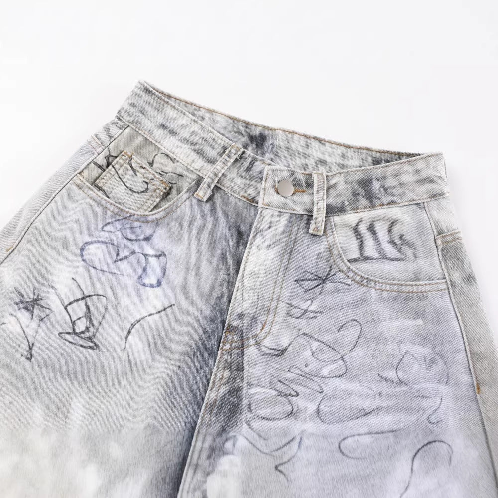 Mens And Womens Casual Loose-fit Straight-leg Denim Jeans