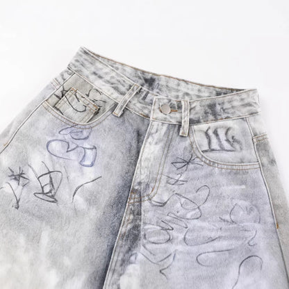 Mens And Womens Casual Loose-fit Straight-leg Denim Jeans