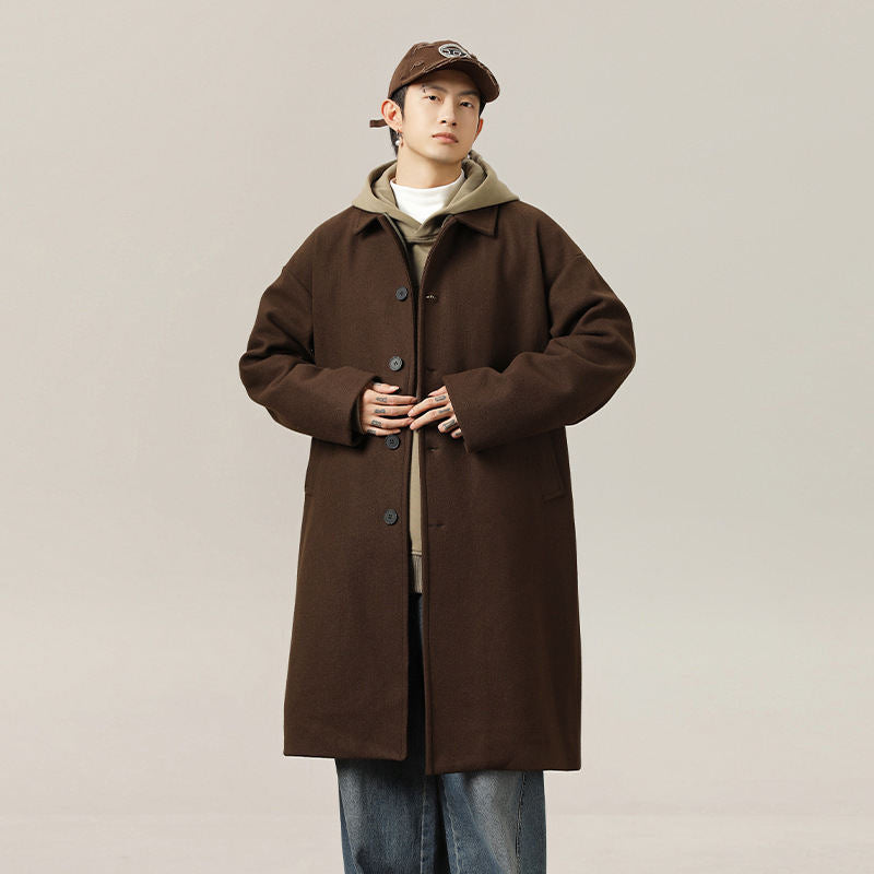 AutumnWinter Double-Faced Wool Coat Mens Mid-Length Style