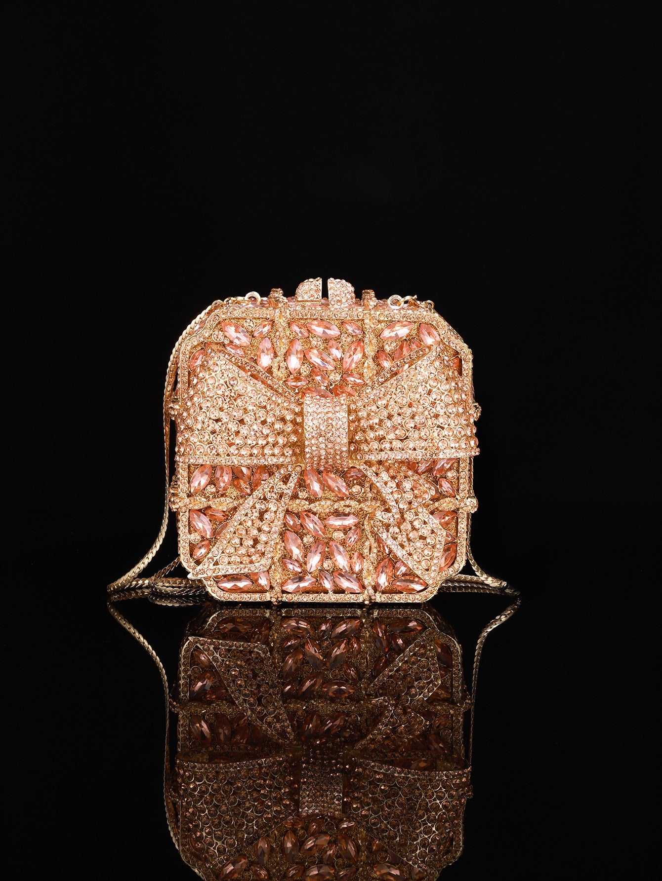 High-end Luxurious Heavy-Embroidered Shiny Champagne Bottle Rhinestone Evening Bag