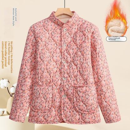 Moms Fashionable Floral Warm Padded Cotton Jacket