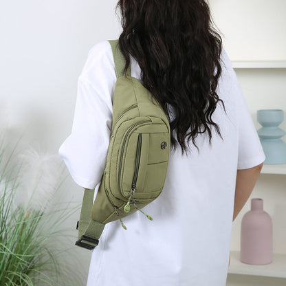 New Simple Crossbody Bag Forest Series Versatile Leisure Nylon Shoulder Bag Outdoor Sports Mobile Waist Bag Women's Chest Bag