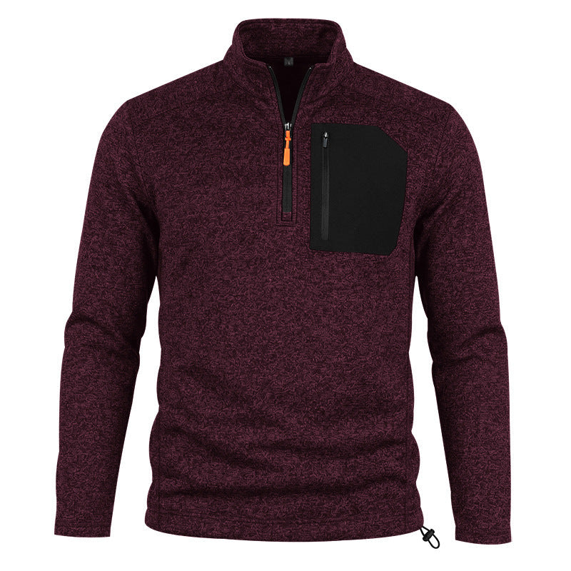 Fleece-lined Half-zip Casual Thermal Hoodie