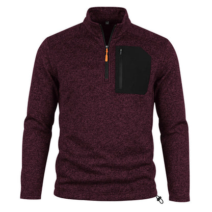 Fleece-lined Half-zip Casual Thermal Hoodie