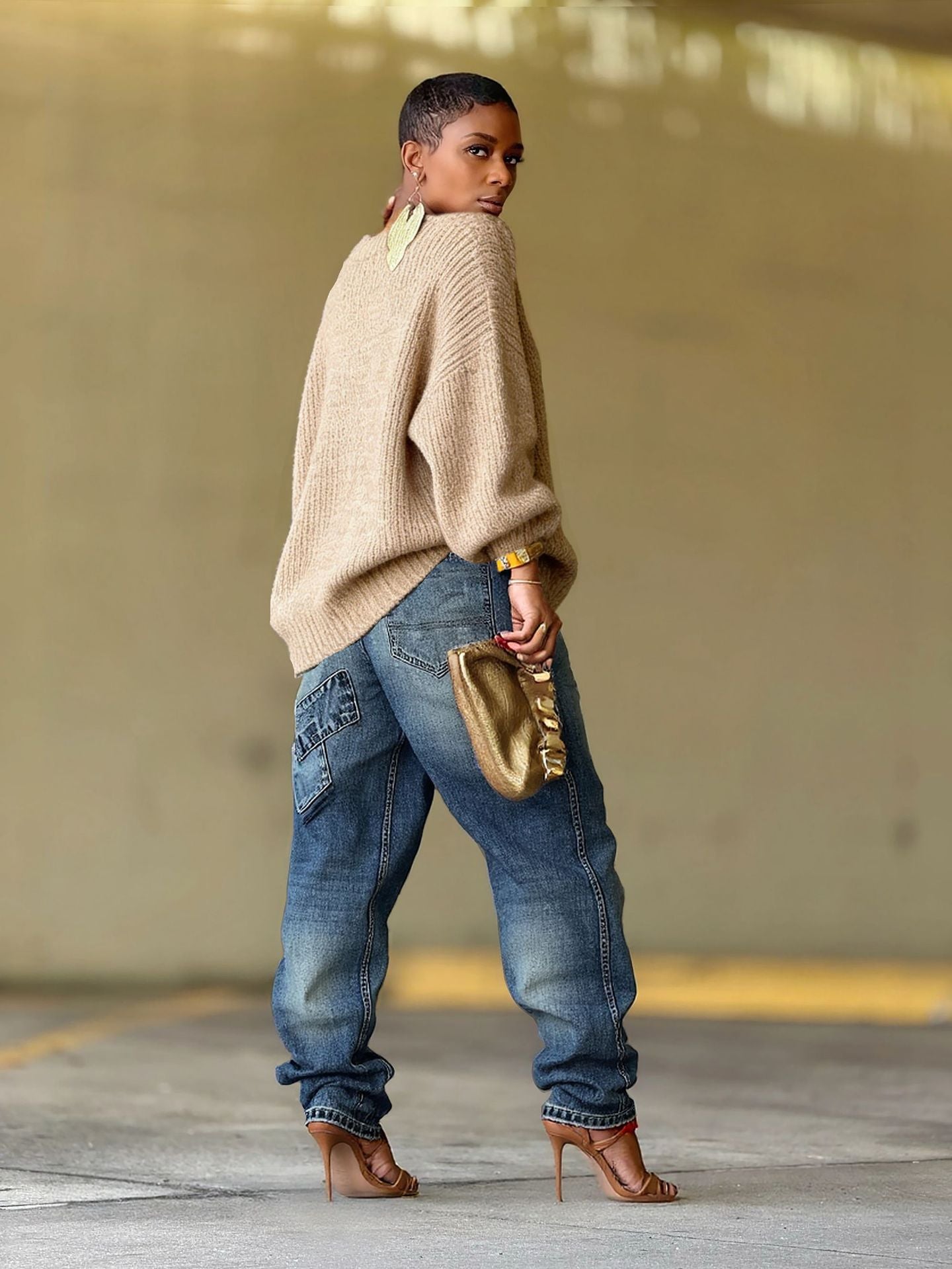 New-style Distressed Patchwork Washed Denim Jeans