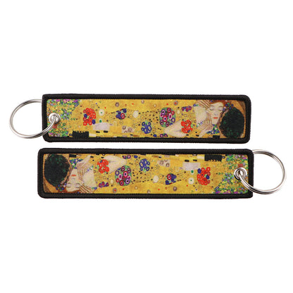 Cartoon Woven Label Keychain Hanging Rope