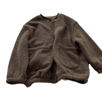 Brushed Thickened Loose-fitting Cardigan Coat