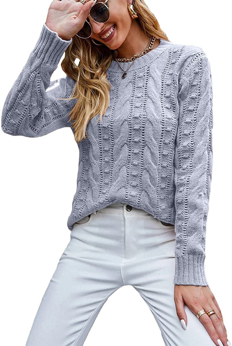 Pullover Long-sleeve Cable-knit Sweater For Women