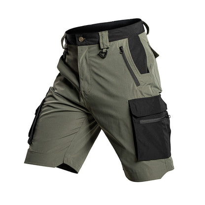 Summer Thin Slightly Elastic Five-Point Pants Outdoor Waterproof Tactical Pants Multi-Pocket Color-Blocking Work Shorts
