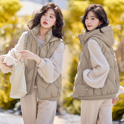 Women's AutumnWinter Detachable-Hood Vest Outerwear Gilet