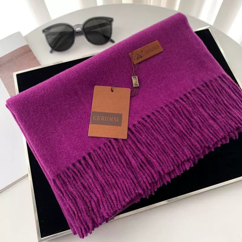 Womens Thickened Fashionable Solid-Color Tassel Scarf