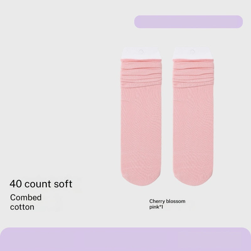 Combed Cotton Sweat-absorbent Deodorant Solid-color Knee-high Socks