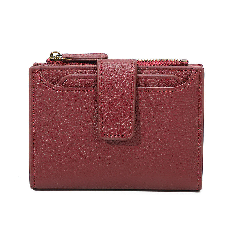 Functional Coin Purse With A Ring-bound Leather Wallet For Women