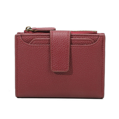 Functional Coin Purse With A Ring-bound Leather Wallet For Women