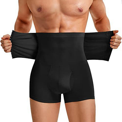 Men's Shapewear Boxer Shorts High-Waisted Solid Color Buttoned Tummy Control And Butt-Enhancing Shorts
