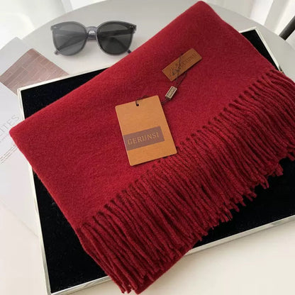 Womens Thickened Fashionable Solid-Color Tassel Scarf