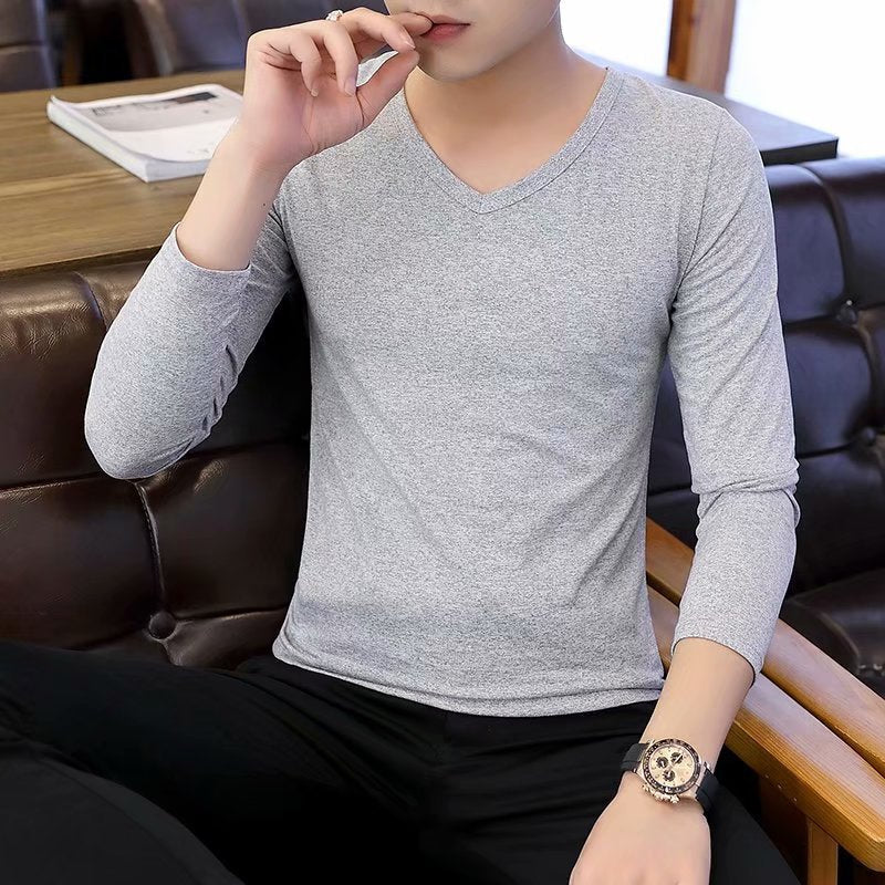 Autumn And Winter Military Fans Men's T-shirt Long Sleeve Slim Solid Color Crew Neck Pullover Original Men's Bottoming Shirt Manufacturers Wholesale