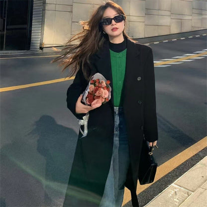 Korean-style Trendy Mid-length Over-the-knee Coat For Petite Women