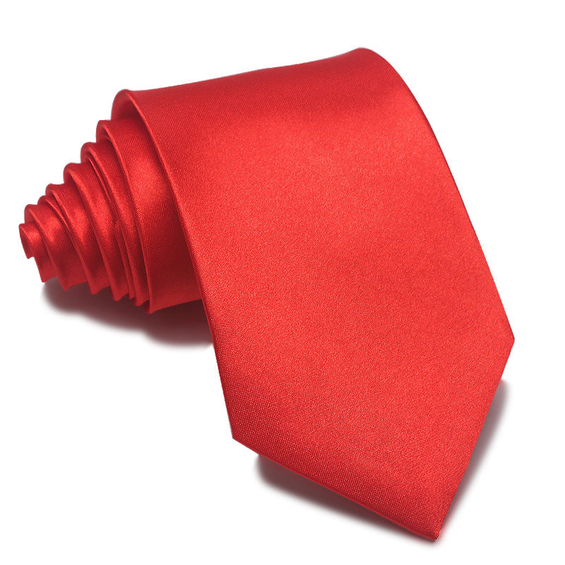 Mens 8cm Hand-Tied Tie Solid Color Tie Plain Color