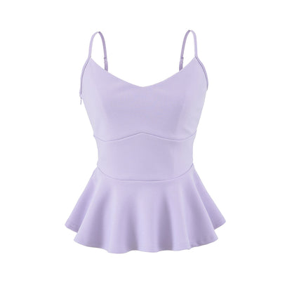 Cropped Ruffled-waistline Slim-fit Camisole Top