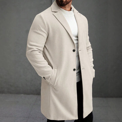 Solid-color Wool Mid-length Coat