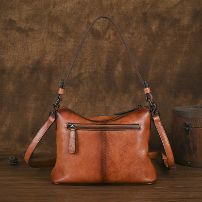 Vintage Womens Full-grain Leather Crossbody Bag