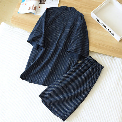 Men's Kimono Pajamas Spring And Summer Cotton Bathrobe Plus Size Pajamas Suit Men's Cotton Homewear