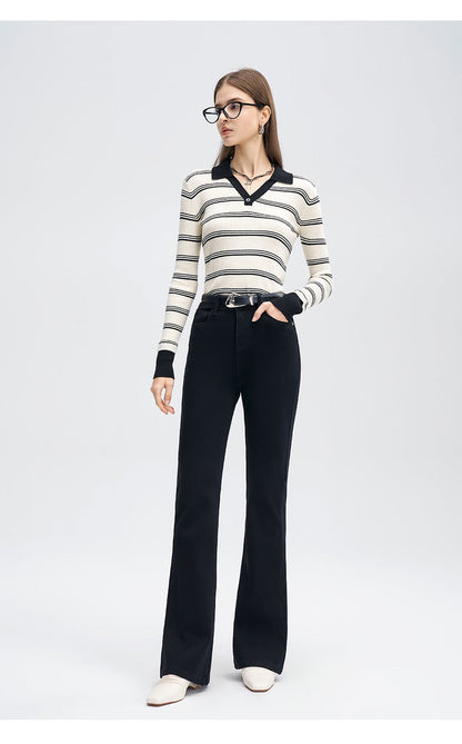 New Style Womens Blue Bell-bottom Pants