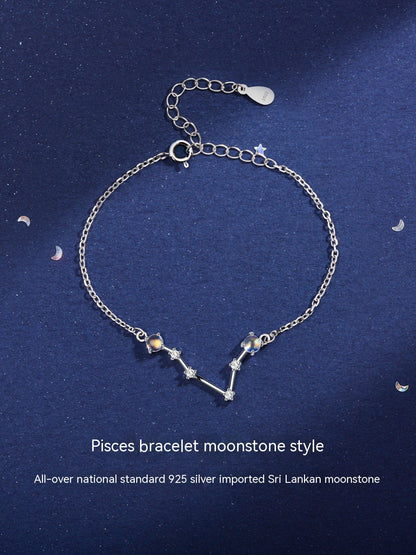 Lucky Twelve Constellation Moonstone Bracelet For Women