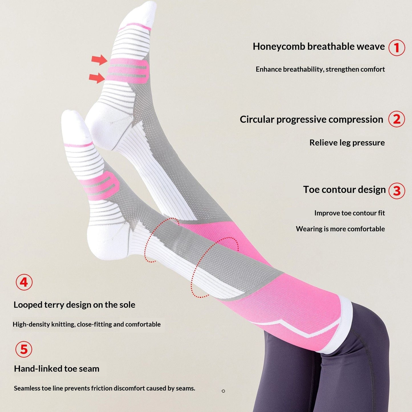 Womens Long Compression Socks For Cycling And Fitness