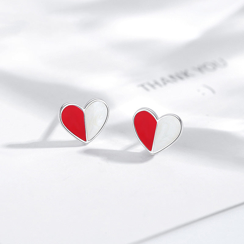 Two-Tone Love Heart Stud Earrings