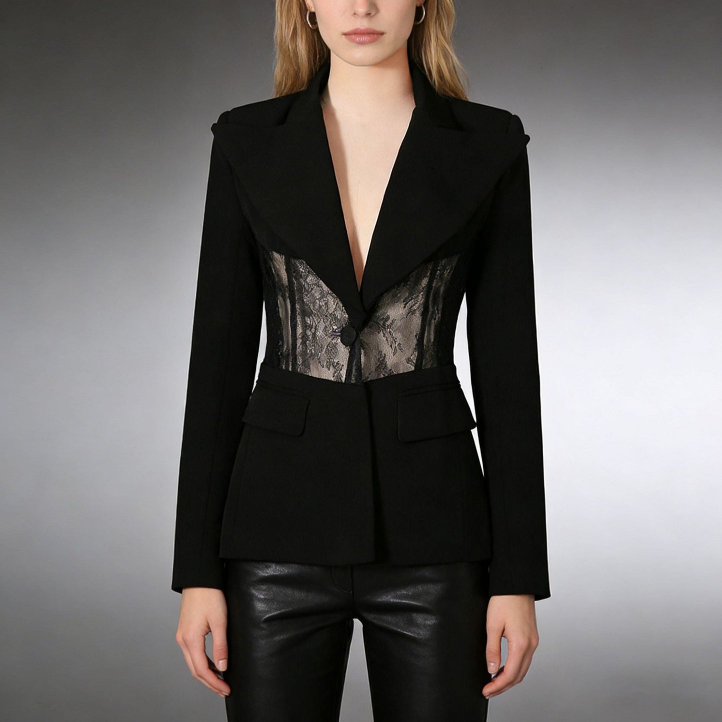 Lace Boning Waist-Cinching Blazer For Women