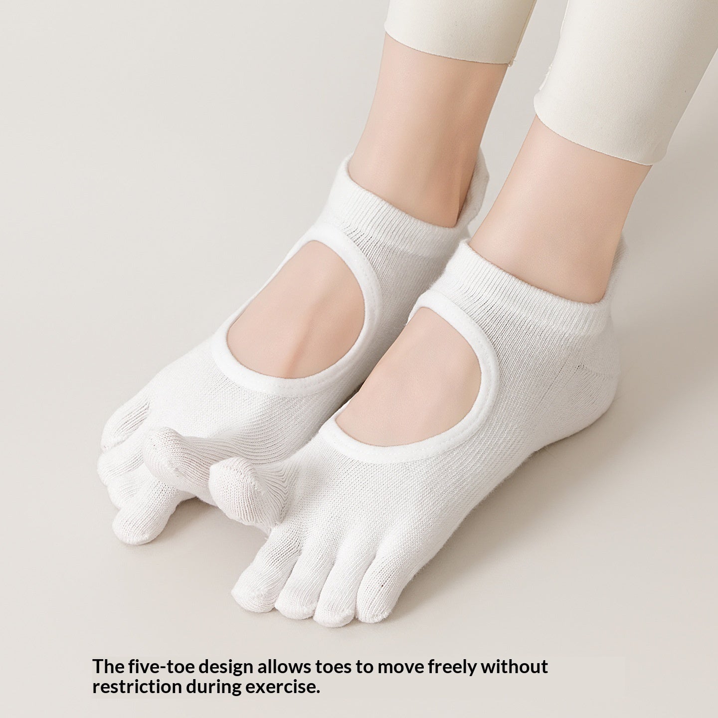 SpringSummer Womens Toe Yoga Socks With Cutout Heels And Backless Design