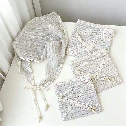 Embroidered Lace-trimmed Floral Silk Scarf