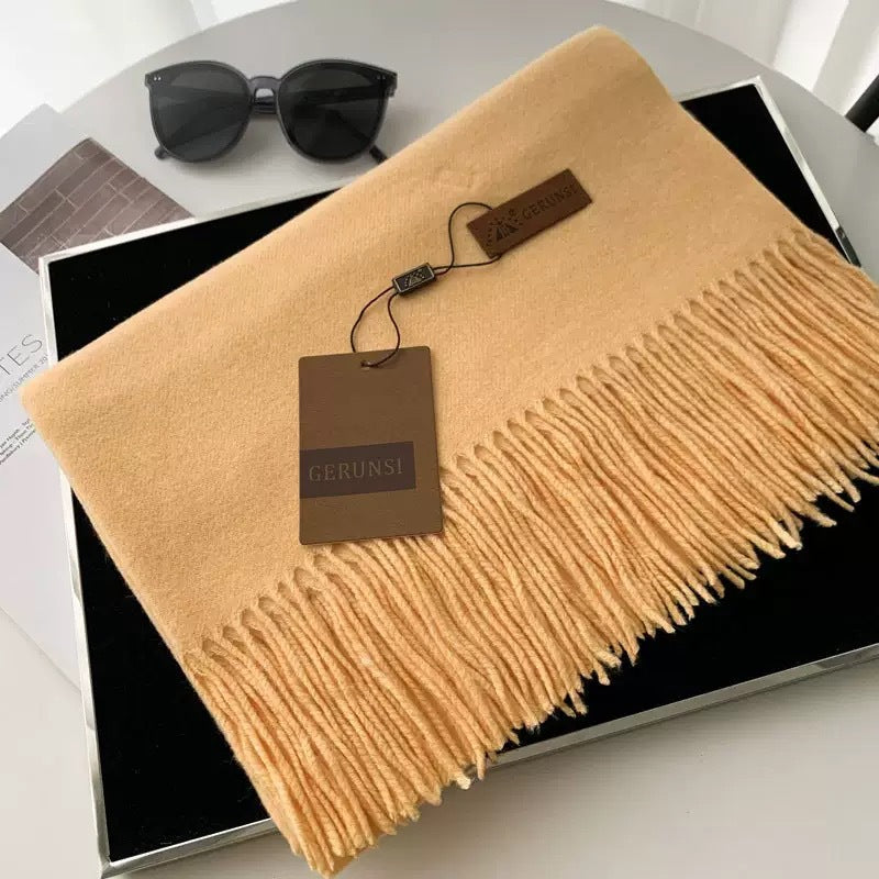 Womens Thickened Fashionable Solid-Color Tassel Scarf