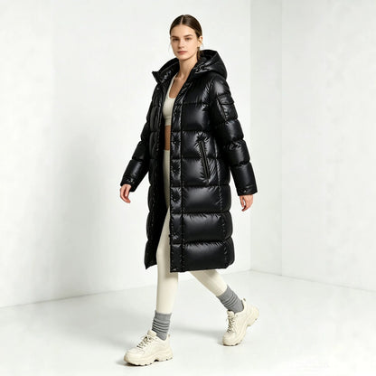 Long Hooded Padded Over-the-knee Cotton Coat