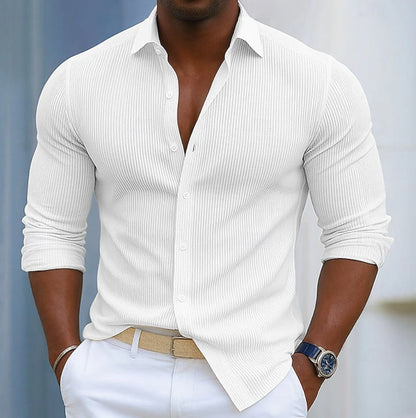 Casual Solid-color Long-sleeve Shirt With A Lapel Collar