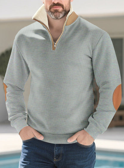Retro Patchwork Embroidered Versatile Half-placket Mens Long-sleeve