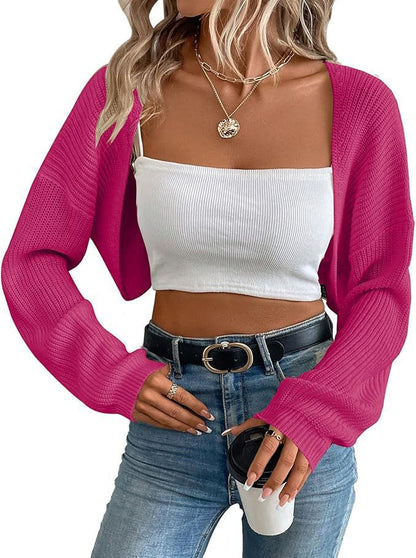 European And American Knitted Sweater Women's Cardigan Shawl Cross-border Foreign Trade Long-sleeved Knitted Short Short Top Shawl Front Cardigan Women