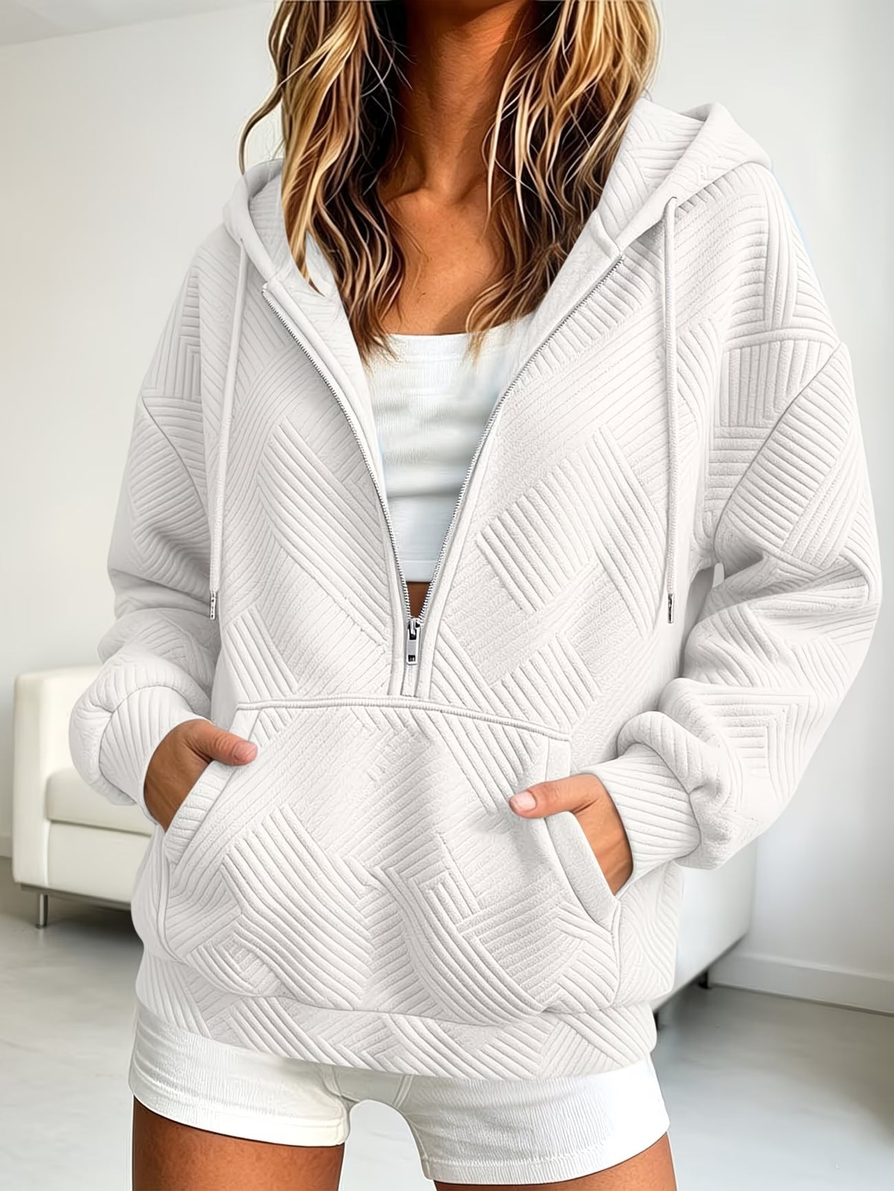 Womens Loose-fit Hoodie With A Drawstring Hood