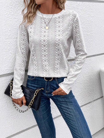 2025 Summer New Solid Color Long Sleeve Hollow Fashion Casual Shirt