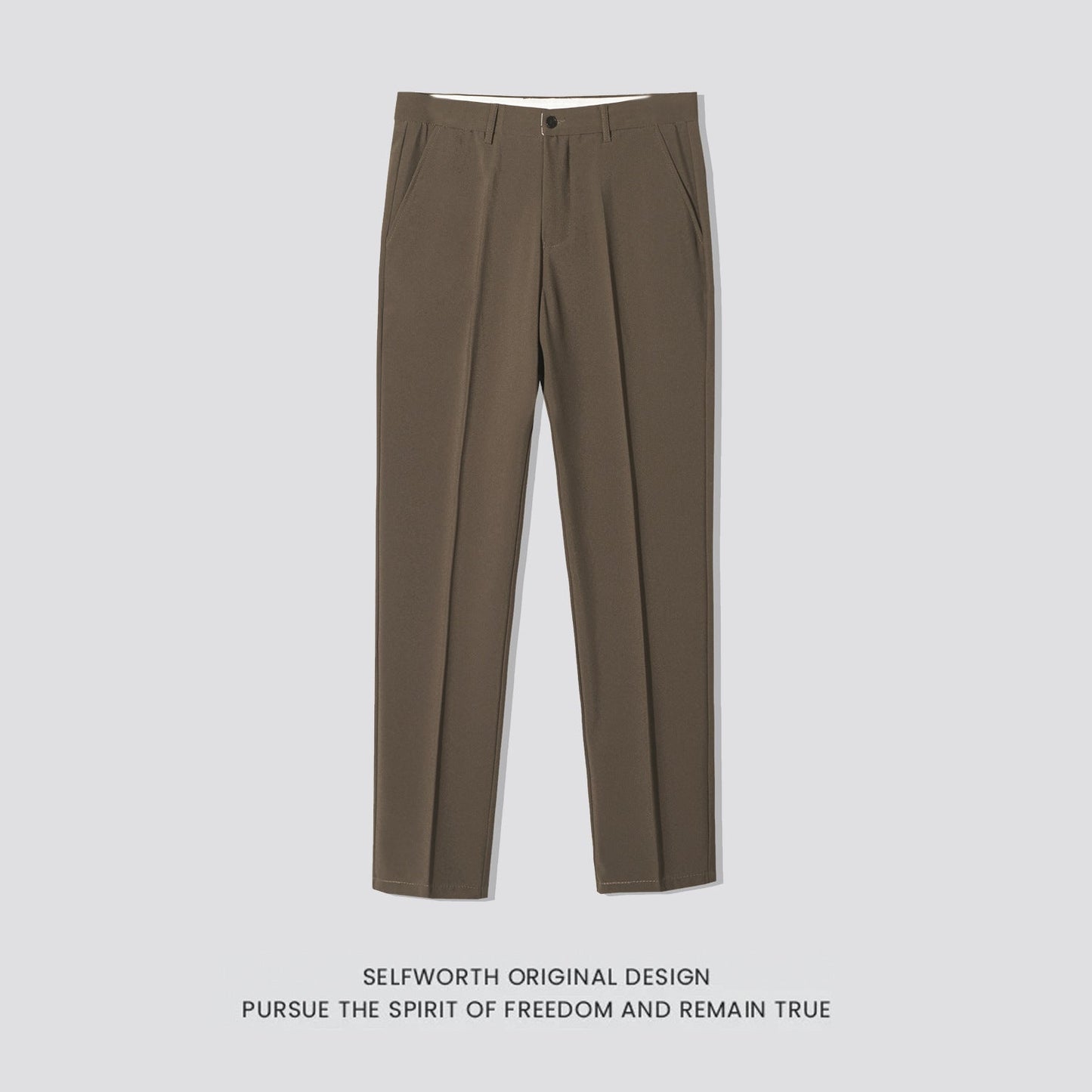 Mens Straight-leg Casual Pants Slim-fit Mature Style