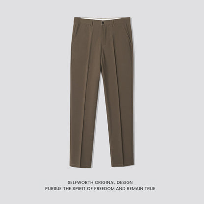 Mens Straight-leg Casual Pants Slim-fit Mature Style