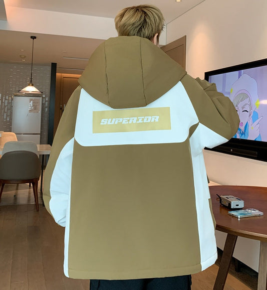 Winter Fleece-lined Clothing Hooded Cotton Coat Jacket